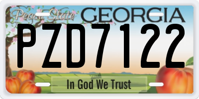 GA license plate PZD7122