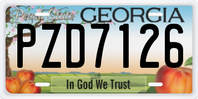 GA license plate PZD7126