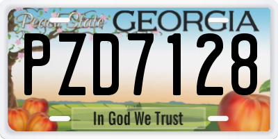 GA license plate PZD7128