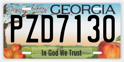 GA license plate PZD7130