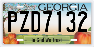 GA license plate PZD7132
