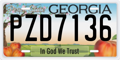 GA license plate PZD7136