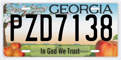 GA license plate PZD7138