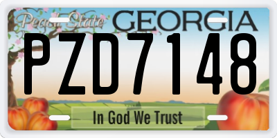 GA license plate PZD7148