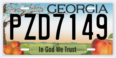 GA license plate PZD7149