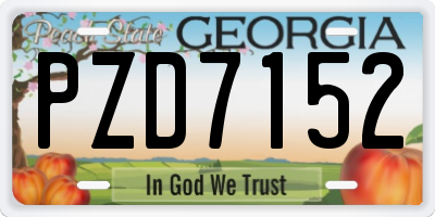GA license plate PZD7152