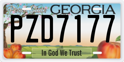 GA license plate PZD7177