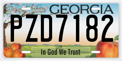 GA license plate PZD7182