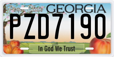 GA license plate PZD7190
