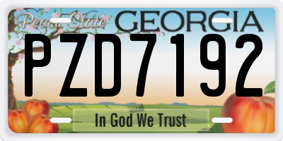 GA license plate PZD7192