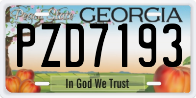 GA license plate PZD7193