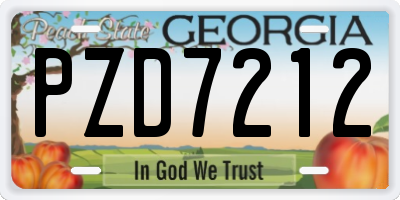 GA license plate PZD7212