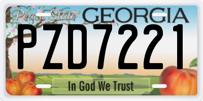 GA license plate PZD7221