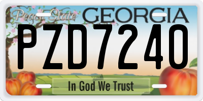 GA license plate PZD7240