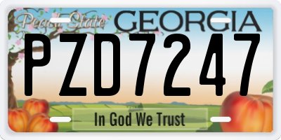 GA license plate PZD7247