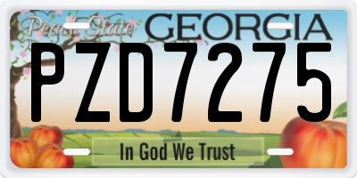 GA license plate PZD7275