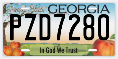 GA license plate PZD7280