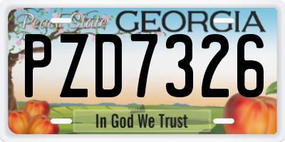 GA license plate PZD7326