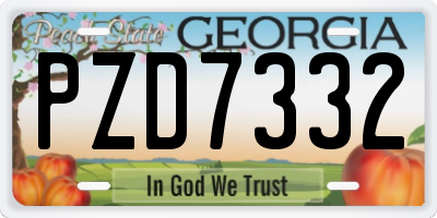 GA license plate PZD7332