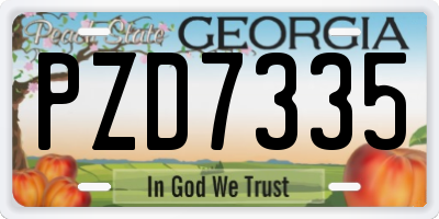 GA license plate PZD7335