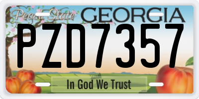 GA license plate PZD7357
