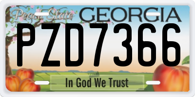 GA license plate PZD7366