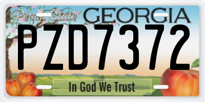 GA license plate PZD7372