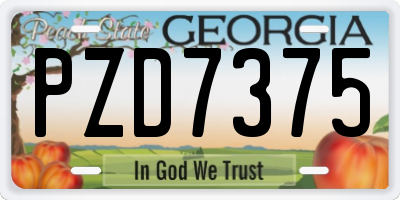 GA license plate PZD7375