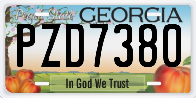 GA license plate PZD7380