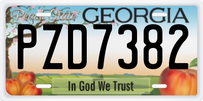 GA license plate PZD7382