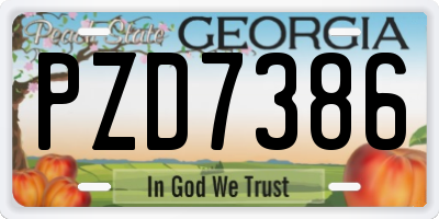 GA license plate PZD7386