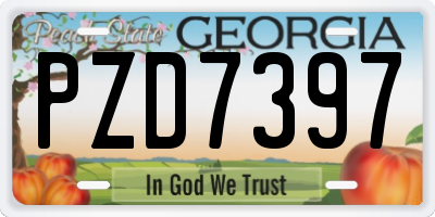 GA license plate PZD7397