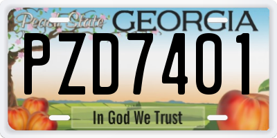 GA license plate PZD7401
