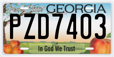 GA license plate PZD7403