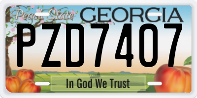 GA license plate PZD7407