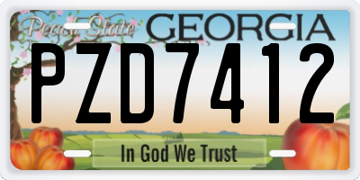 GA license plate PZD7412