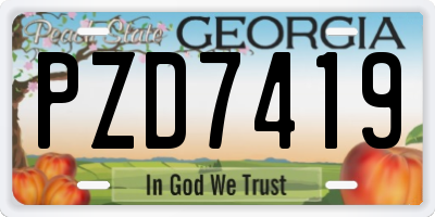 GA license plate PZD7419