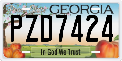 GA license plate PZD7424