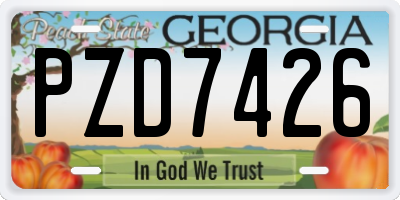 GA license plate PZD7426