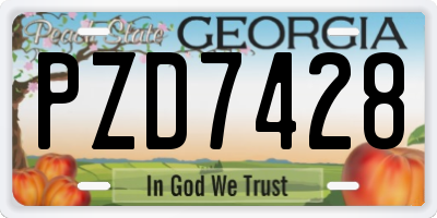 GA license plate PZD7428