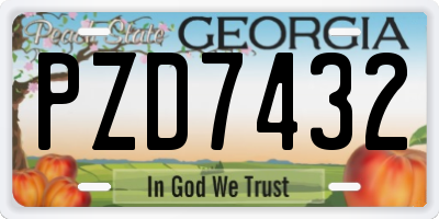 GA license plate PZD7432