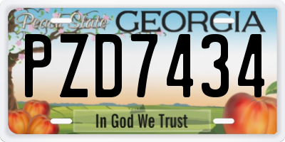 GA license plate PZD7434