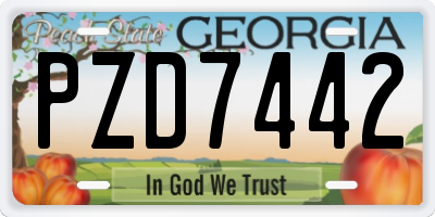GA license plate PZD7442