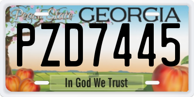 GA license plate PZD7445