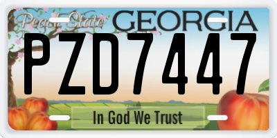 GA license plate PZD7447