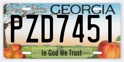 GA license plate PZD7451