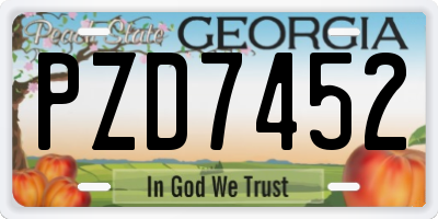 GA license plate PZD7452