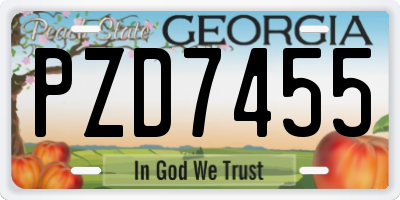 GA license plate PZD7455