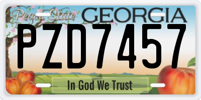 GA license plate PZD7457