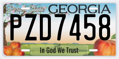 GA license plate PZD7458